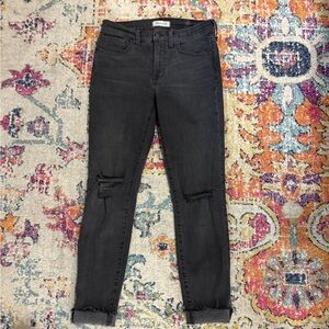 Madewell Black High Rise Skinny Distressed Jeans